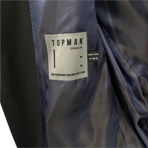 Topman Black Purple Liner Slim Fit Single Breasted Suit Jacket Size 46 R - Picture 5 of 5